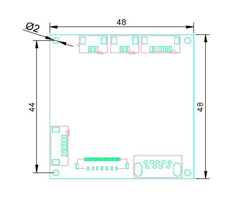 USB3.0網(wǎng)絡(luò)控制板外形尺寸與定位孔尺寸
